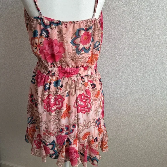 Aakaa Floral Sleeveless Mini Dress with Pink and Blue Hues - Size Medium - Picture 3 of 7